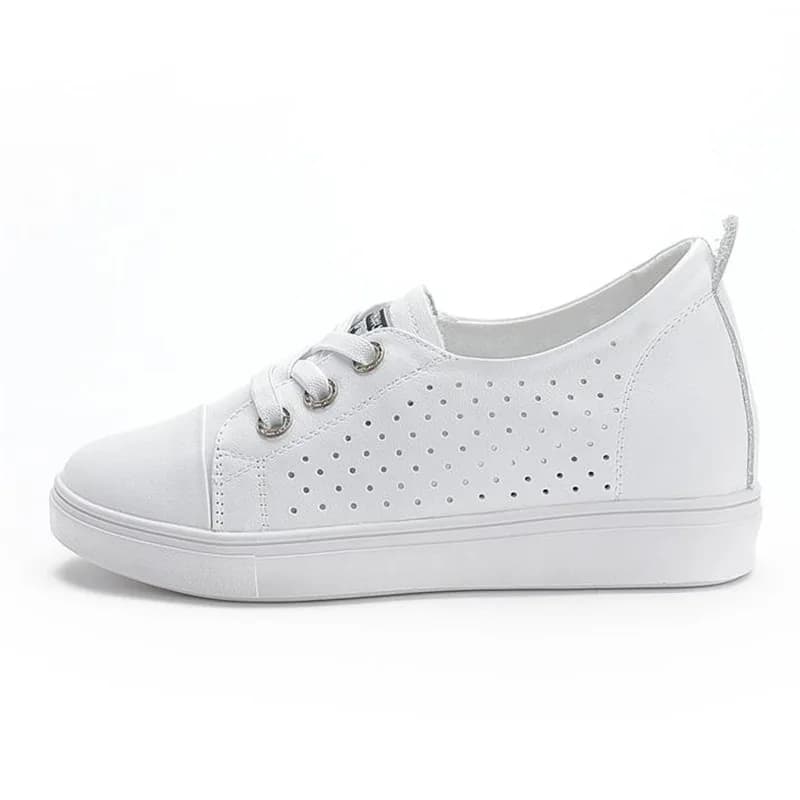 Chaussures pour femmes en cuir véritable, nouvelles, imperméables, à plateforme, talons compensés, décontractées, noires et blanches, style baskets