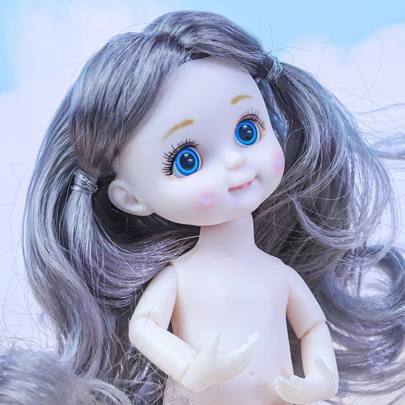 Nouvelle poupée BJD miniature de 16 cm, corps nu, 13 articulations mobiles, poupée bébé fille, grands yeux 3D, magnifique poupée jouet à personnaliser avec vêtements et accessoires, poupée 1/12