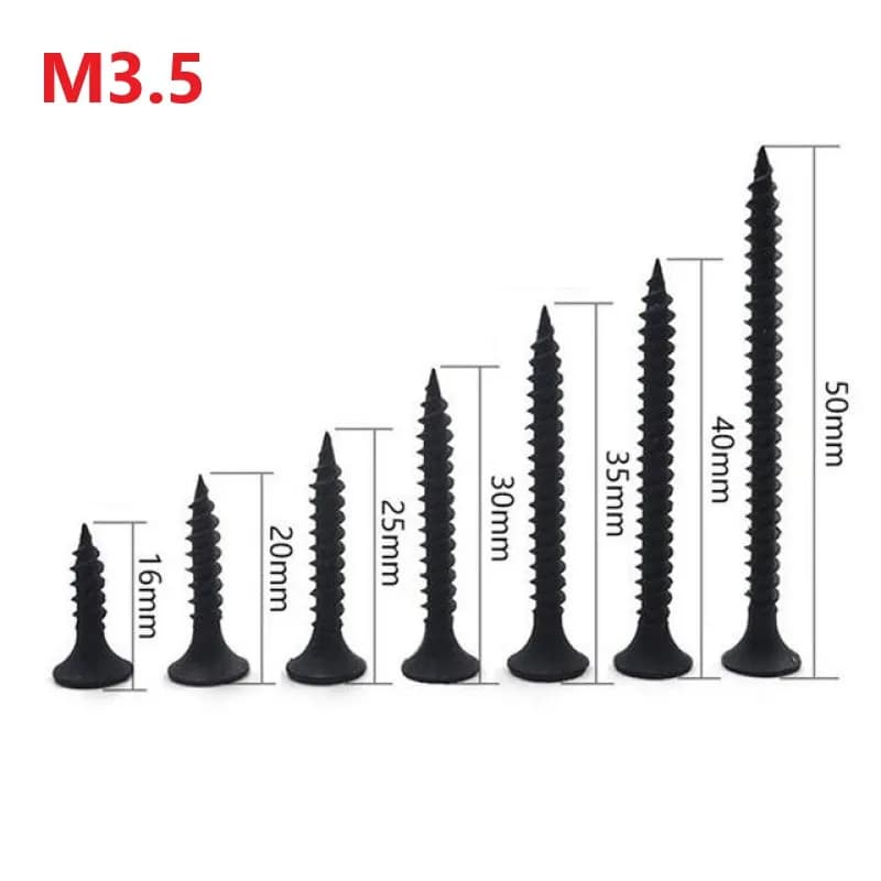 Vis à cloison sèche 500g en acier au carbone renforcé, phosphatage noir, vis autotaraudeuses pour cloison sèche M3.5 X 16 20 25 30 35 40 50mm