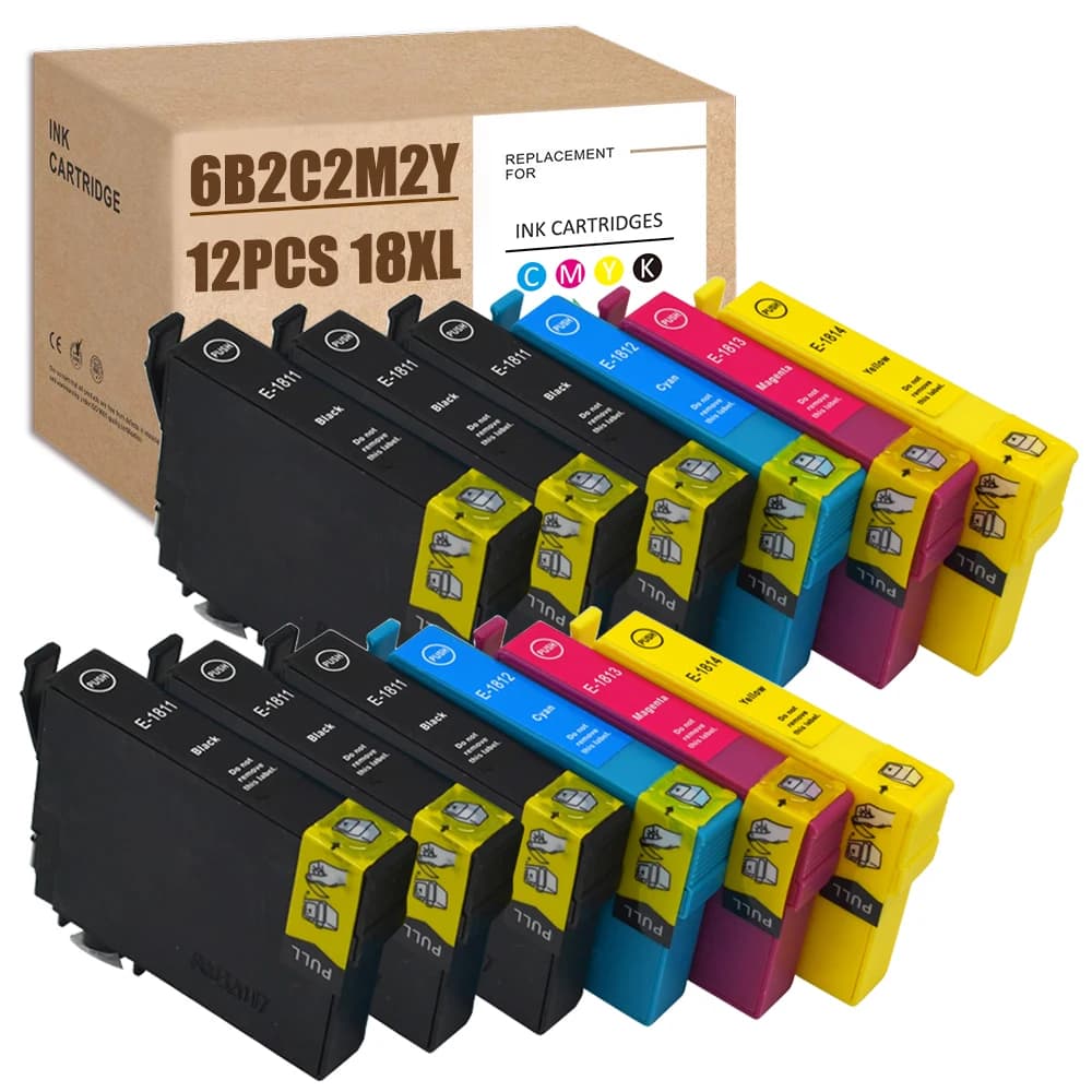 Cartouche d'encre pour Epson 18 XL, Compatible avec XP-202 XP-205 XP-215 XP-225 XP-305 XP-315 XP-322 XP-325 XP-405 XP-415 XP-425