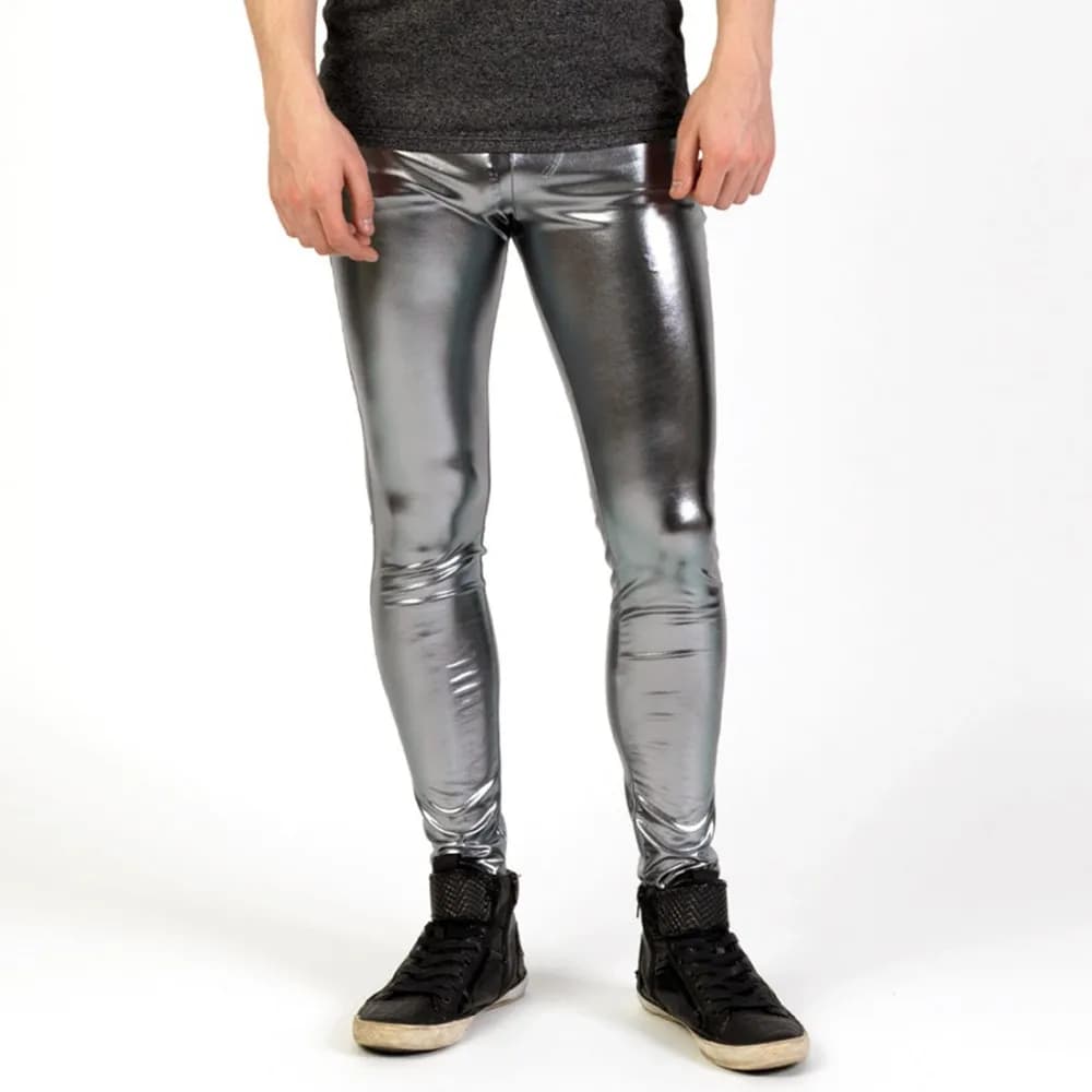 Speerise hommes Leggings brillants métallique Spandex pleine longueur homme Meggings Leggings collants pour les gars