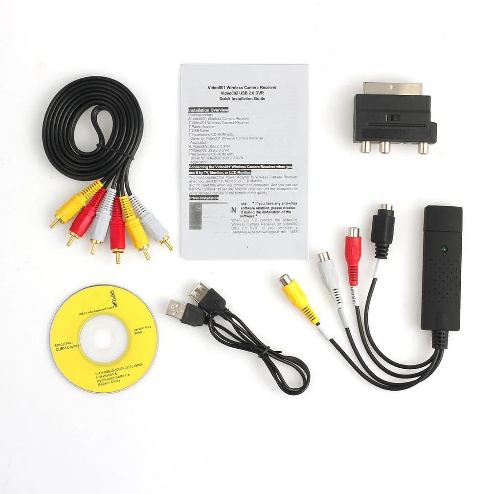 Convertisseur USB 2.0 VHS vers DVD, convertit la vidéo analogique en format numérique, carte d'enregistrement et de capture audio et vidéo DVD VHS, adaptateur PC de qualité.