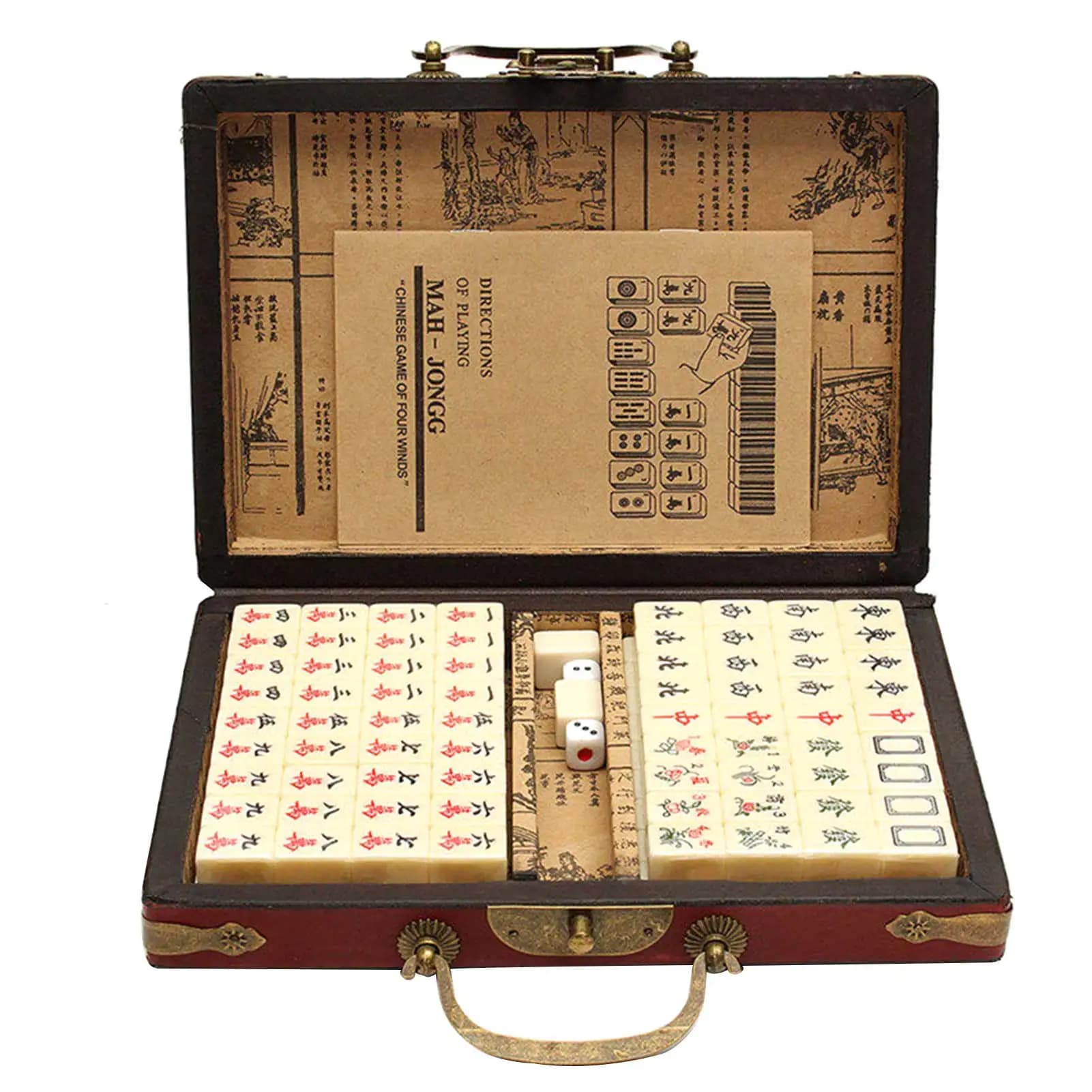 Jeu de Mah-Jong chinois numéroté portable, 144 tuiles, plateau de jeu de fête avec boîte