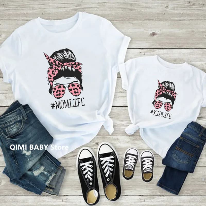 1pc maman et fille hauts famille correspondant t-shirt été à manches courtes Look de famille T-shirts mère et fille vêtements de mode