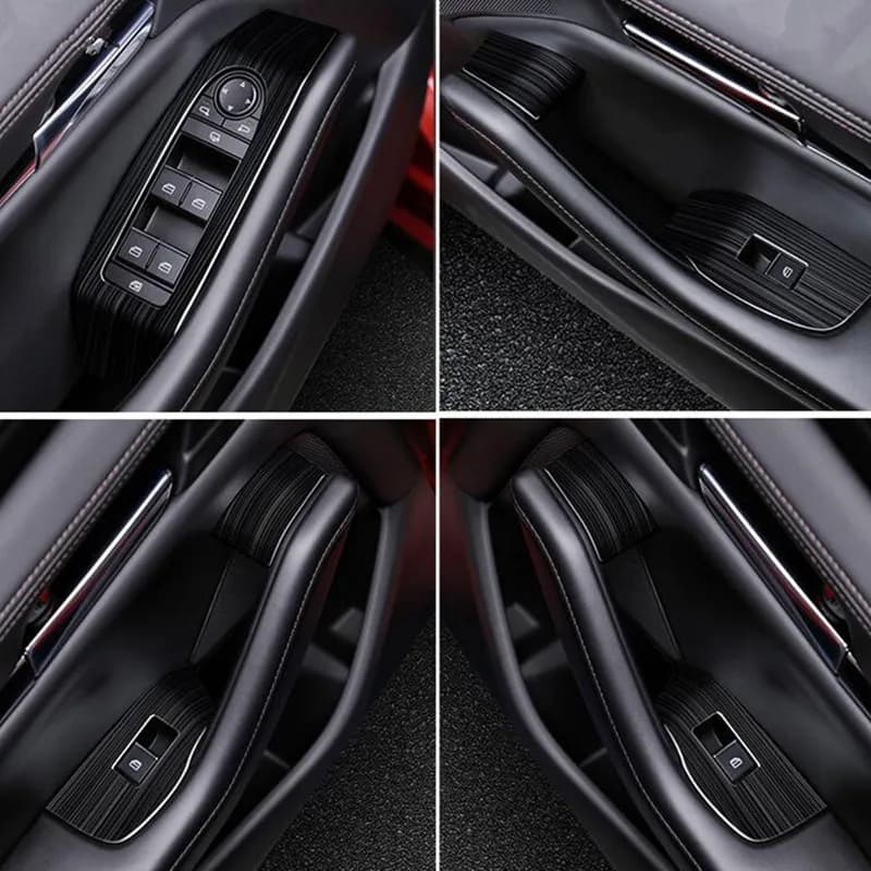 Cache de garniture pour l’accoudoir intérieur, garniture pour bouton de lève-vitre, pour Mazda CX-30 2019-2026, modèle à conduite à gauche, en acier inoxydable, accessoires automobiles.