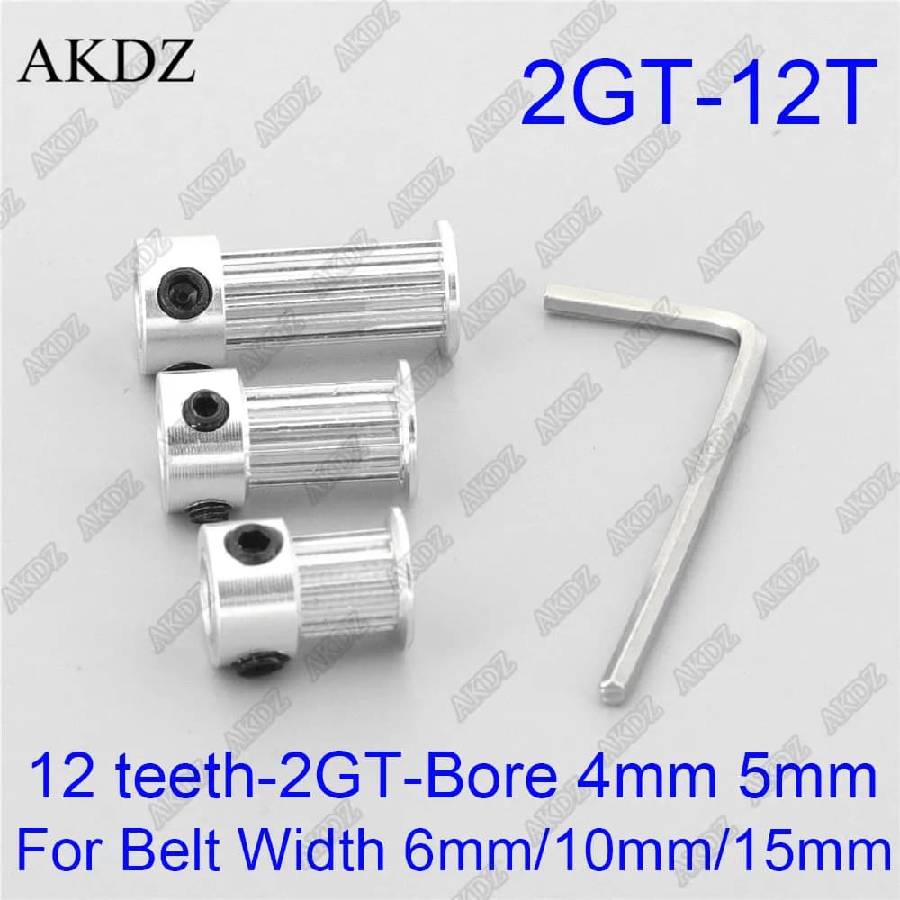 Poulie de synchronisation 12 dents 2GT, alésage 4/5mm pour GT2, courroie synchrone ouverte largeur 6mm/10mm/15mm, petit jeu