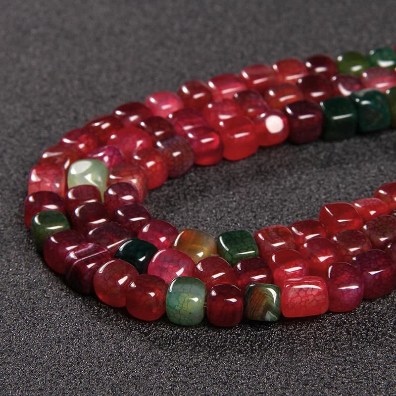 Cube de perles d'agates en pierre naturelle, Tourmaline, perles carrées pour la fabrication de bijoux, bricolage, Bracelet à breloques, 15 "6-8mm