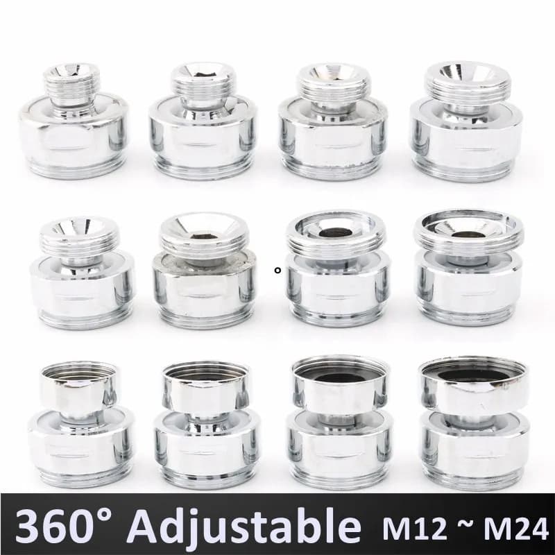 Connecteur de robinet en acier inoxydable réglable à 360 degrés, M22 à M16 18 20 24 1/2 ", adaptateur d'aérateur de robinet de douche, 1 pièce