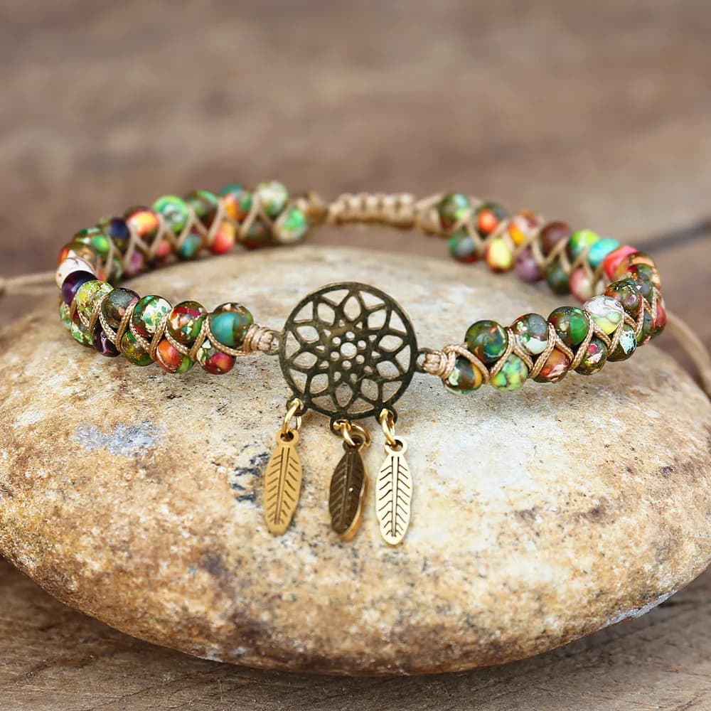 4mm perlé en acier inoxydable capteur de rêves bracelets porte-bonheur femmes hommes Yoga espoir tressé Bracelet enroulé bijoux faits à la main