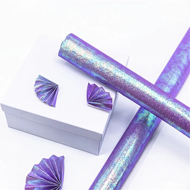 Papier d'emballage cadeau pliable à paillettes, papier d'art en métal, couleur unie, couleurs acidulées, film de couleur vive, emballage de fleurs d'anniversaire 50x70cm