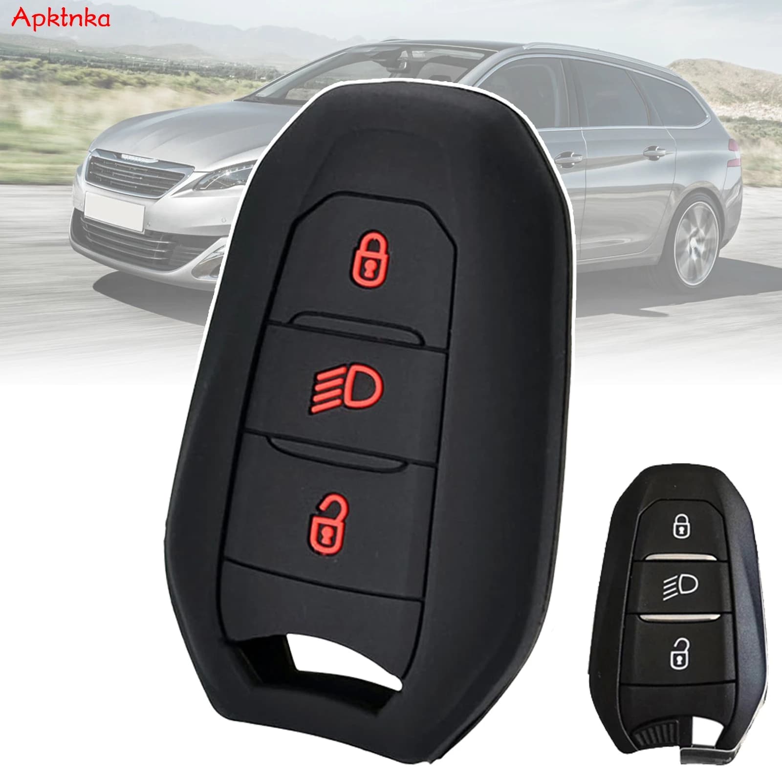 Coque de clé de voiture à distance en silicone à 3 boutons, coque de protection pour KIT 208, 308, 508, 3008, 5008, cristaux en C4, porte-clés sans clé