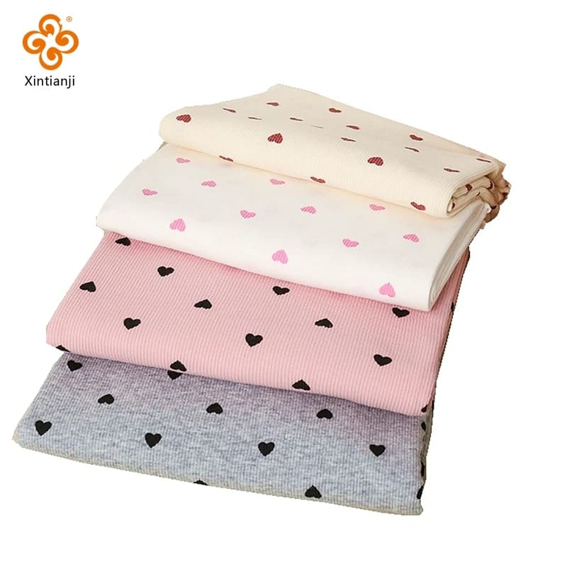 Tissu tricoté en coton imprimé côtelé à pois extensible, à la mode d'été, par demi-Yards, robe, T-shirt, Jersey, matériel 45x135cm, YHTJ0050