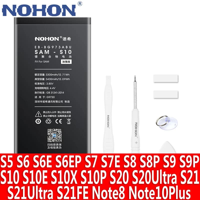 Batterie NOHON pour Samsung Galaxy S10e S10 S10X S10 Plus S9 S8 S20 Ultra S21 FE S7 S6 Edge Plus Note 10 8 S5 batterie de remplacement
