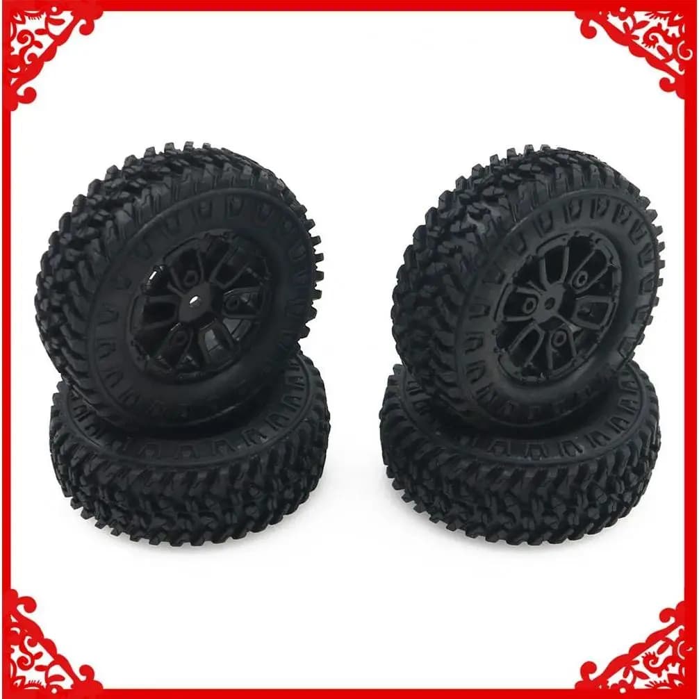 4x pneus en plastique de 7mm, jante hexagonale en caoutchouc, roue de 1.3 pouces pour Axial 1-24 SCX24 Panda tetra etc, pièces améliorées
