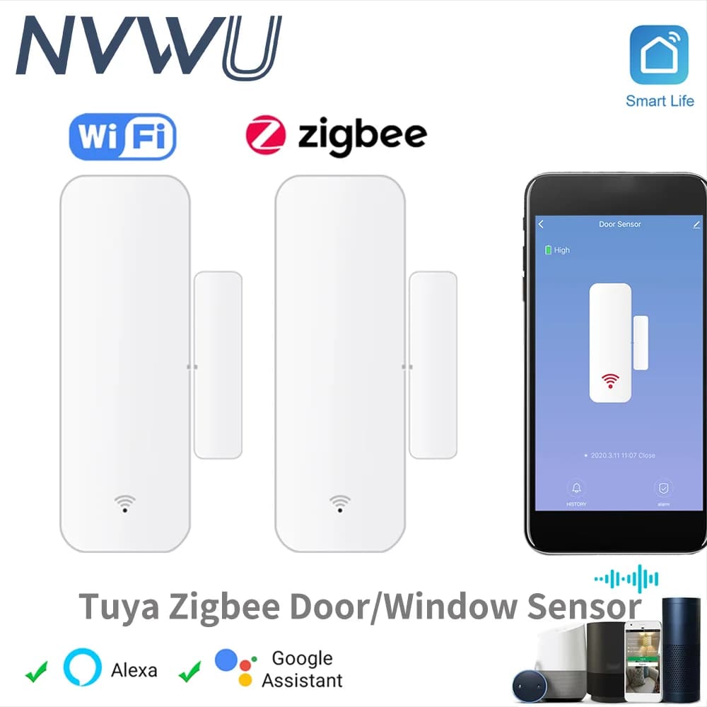 Tuya WiFi Zigbee capteur de porte intelligent maison intelligente porte ouverte/fermée détecteurs capteur de fenêtre SmartLife fonctionne avec Google Home Alexa