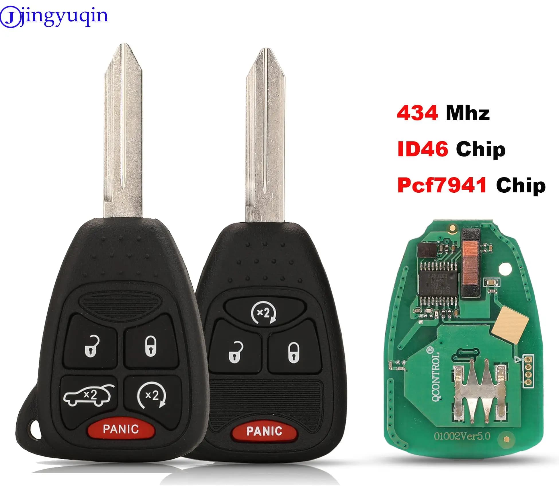 Jingyuqin – transmetteur de clé de voiture, 434Mhz, ID46/PCF7941, pour Dodge RAM JEEP Commander Compass Grand Cherokee Liberty Wrangler Chrysler