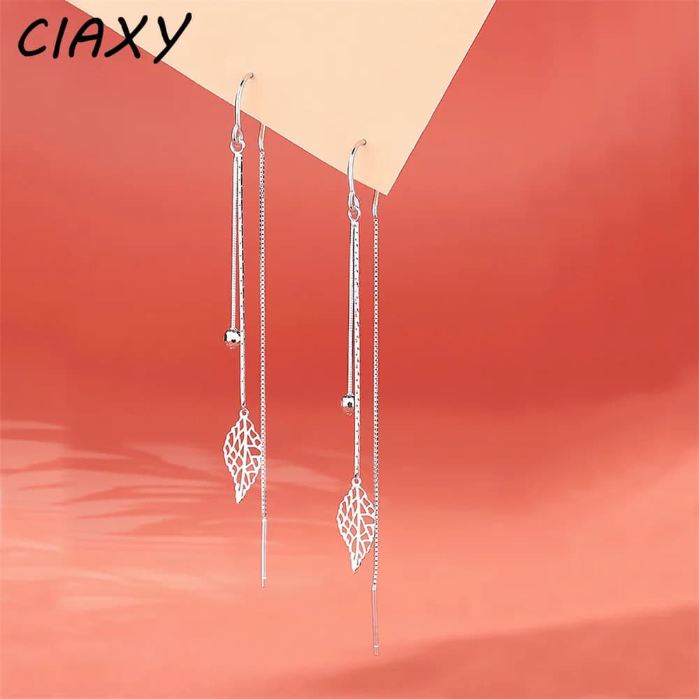 CIAXY couleur argent feuilles creuses boucles d'oreilles pour femmes tempérament Long gland thé oreille chaîne boucle d'oreille Super fée bijoux