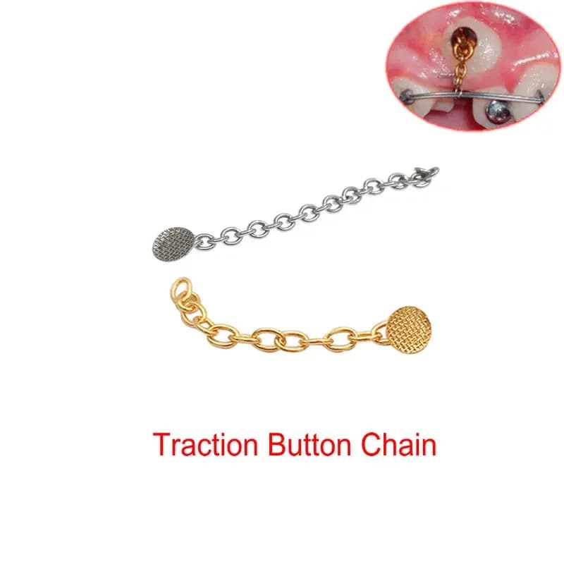 Chaîne de Traction orthodontique dentaire, Base ronde en maille, boutons linguales, matériaux orthodontiques, 2 pièces