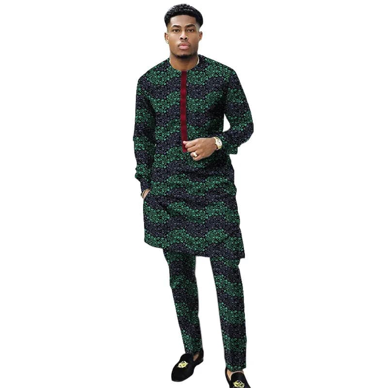 Ensemble de vêtements pour hommes, imprimé nigérian, chemises Dashiki avec pantalon, costumes pour hommes, Style traditionnel, motif africain, vêtements de mariage