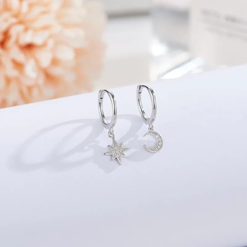 REETI – boucles d'oreilles en argent Sterling 925, étoile, lune, Zircon, pour femmes