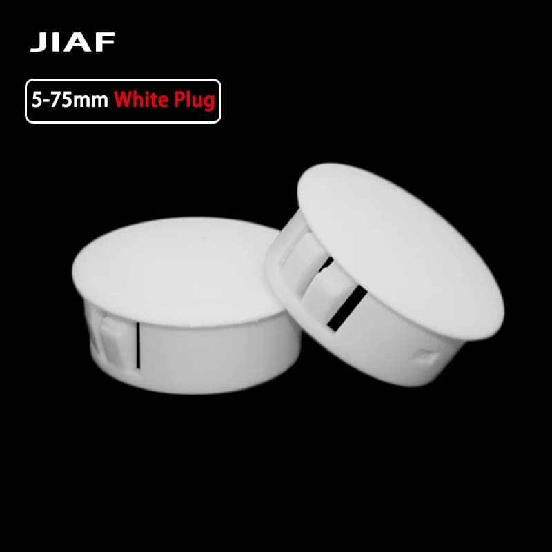 Bouchon de trou en plastique blanc, couvercle de trou en Nylon de 5 à 75mm, bouchons ronds HP-22 SKT-25 pour bouchon de trou de meubles, 10/50/100 pièces