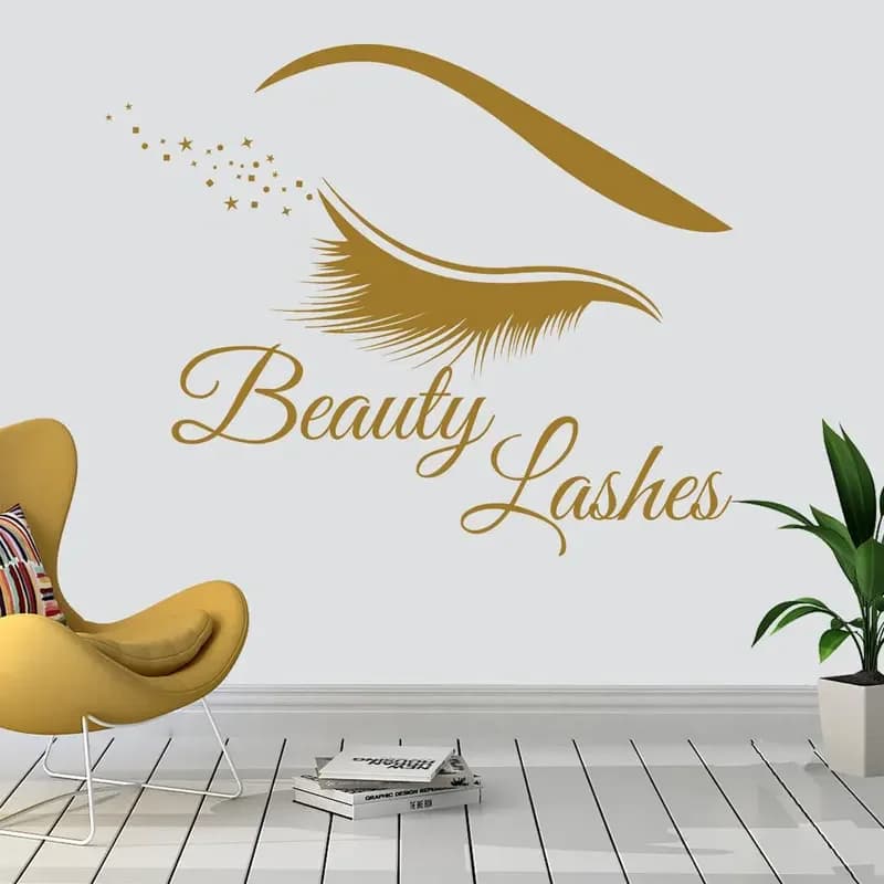 Autocollant Mural en vinyle pour cils modernes, décoration intérieure de maison, sparadrap de Salon de beauté, Extension de maquillage, papier peint Mural pour fenêtre A910
