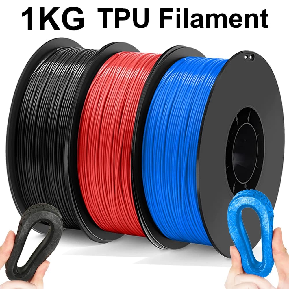 Filament d'imprimante 3D élastique et Flexible en TPU, 1.75mm, 95A, 98A, matériau en caoutchouc, 1kg/rouleau, Filament Flexible noir et bleu pour impression de stylos 3D
