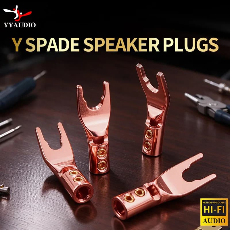 YYAUDIO 4 pièces Connecteurs de haut-parleur plaqués or en forme de Y, adaptateurs de connecteur audio à vis, connecteurs de câble banane pour haut-parleur HiFi