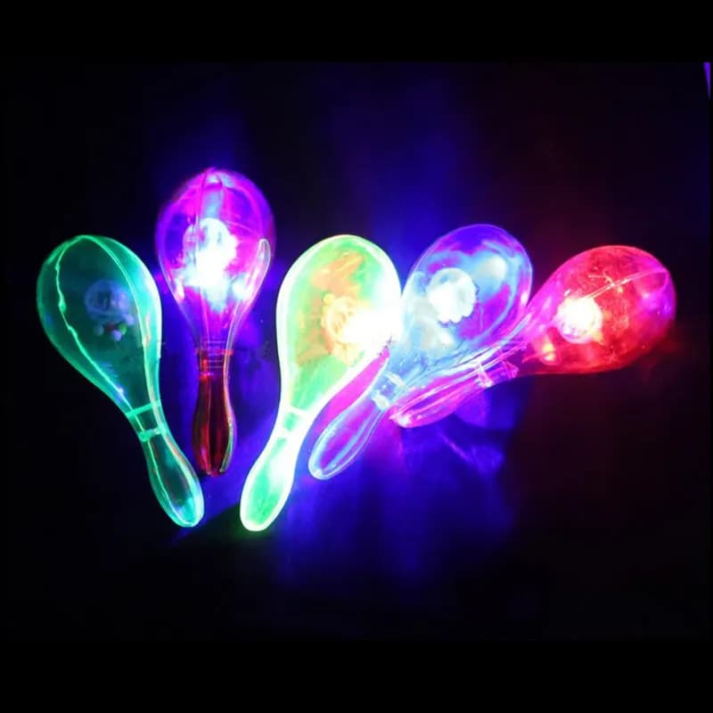 2 pièces LED Maracas clignotant éclairer secouer jouet acclamant fête hochet fabricant de bruit Shaker jouets décoration de noël