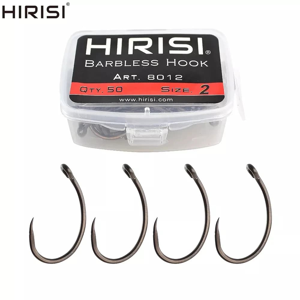 Hirisi 50 pièces Crochets de pêche en acier inoxydable, revêtement à haute teneur en carbone, engins de pêche,8012