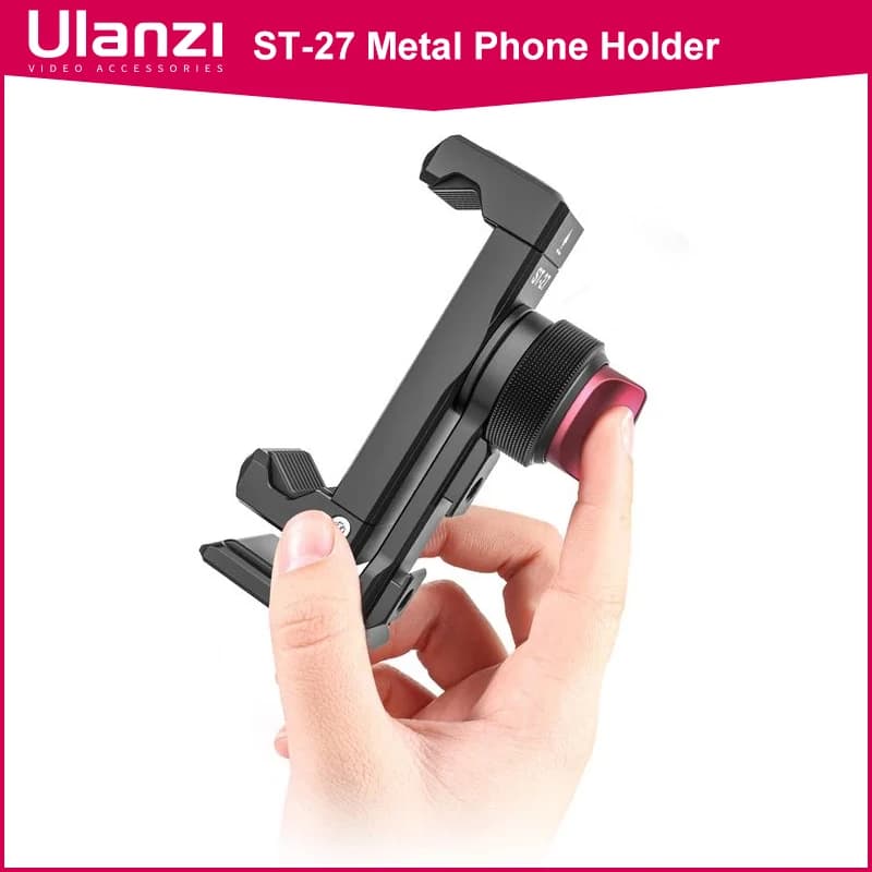 Ulanzi ST-27 Clip de support de téléphone de prise de vue verticale en métal avec chaussure froide pour Rode sans fil Go Microphone lumière vidéo Vlog