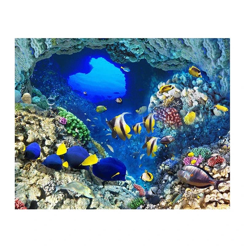 Papier Peint Photo 3D Personnalisé, Autocollant de Sol en Vinyle, Poisson Tropical, Monde Sous-Marin, Imperméable, en PVC, Auto-Adhésif