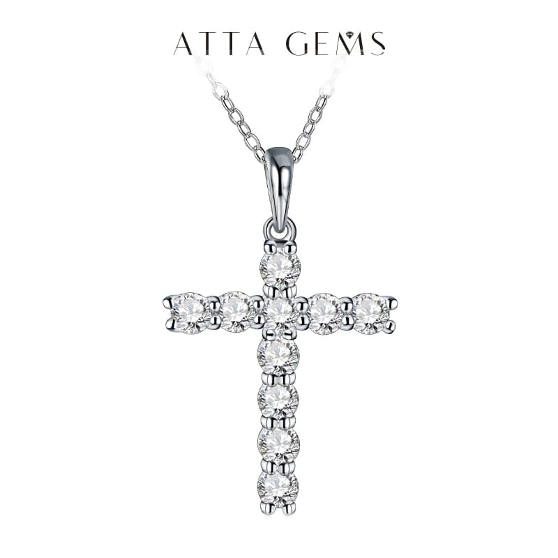 Dream Agems-Collier pendentif croix fait main pour femme, Moissanite, Argent regardé 925 massif, Bijoux de luxe pour fiançailles, Noël