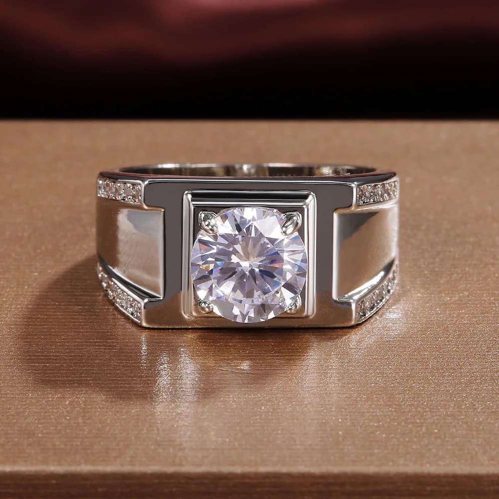 Bague de luxe en argent Sterling 925 pour hommes, bijoux de fiançailles en diamant de laboratoire de 8mm, bagues de mariage pour hommes