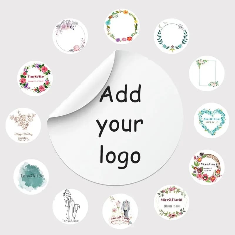 100 pièces Logo autocollants de mariage personnalisé ajouter votre texte Invitations personnalisées faveurs affaires étiquettes blanches 3.5CM