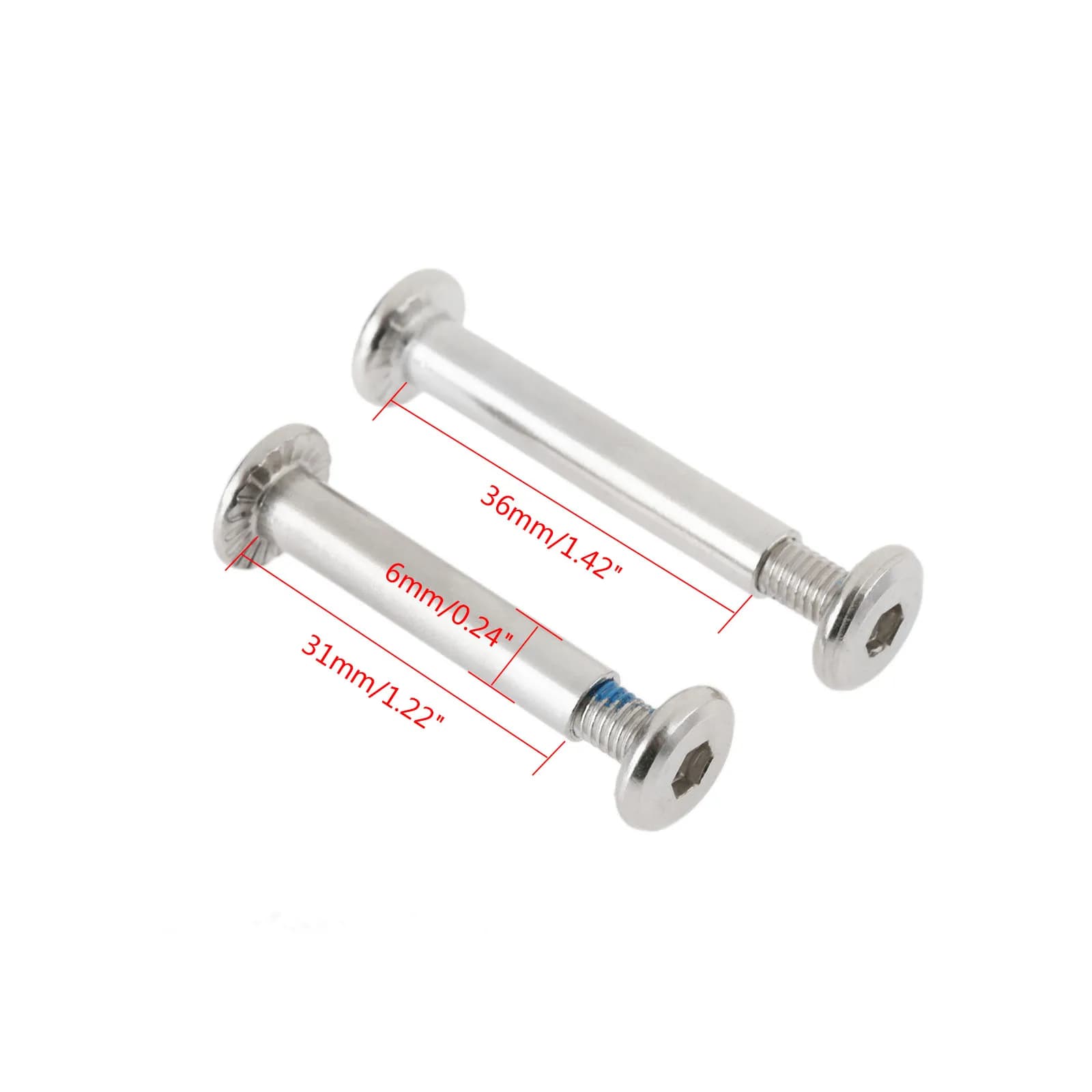 Essieu de patins à roulettes pour adultes et enfants, roue de patins à roues alignées, vis mâles et femelles, diamètre 6mm x 31mm, 36mm, 10 pièces