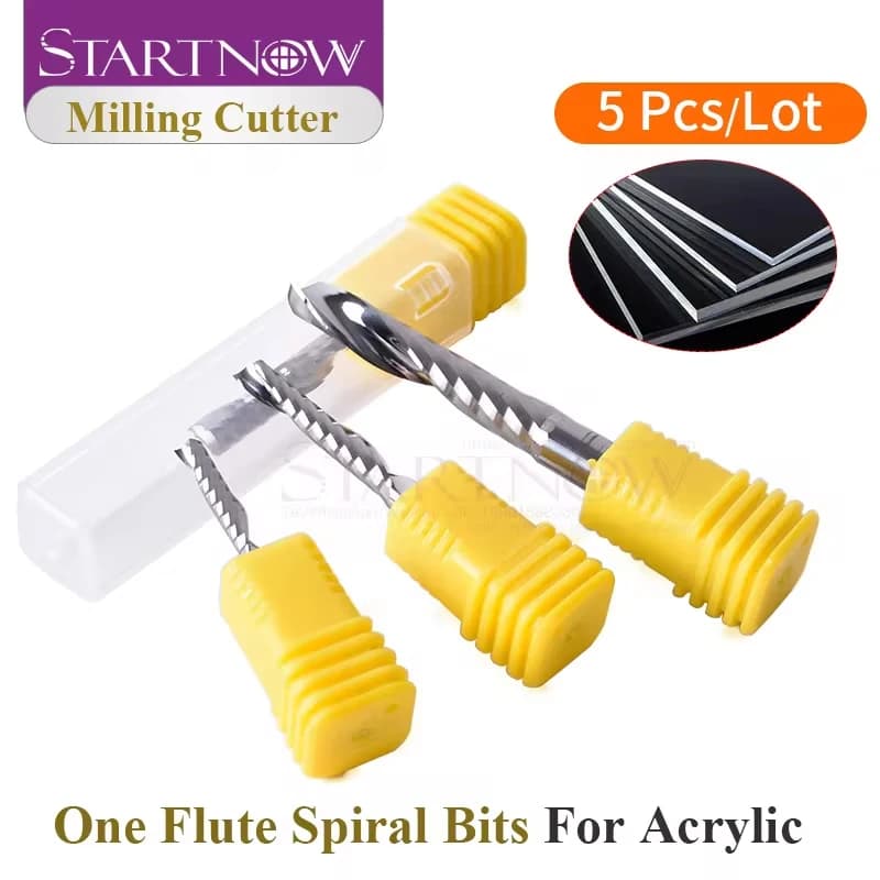 Startnow 5 pièces/lot fraise acrylique une cannelure spirale Bits MDF PVC gravure CNC routeur Bit bois outils de coupe fraise en bout