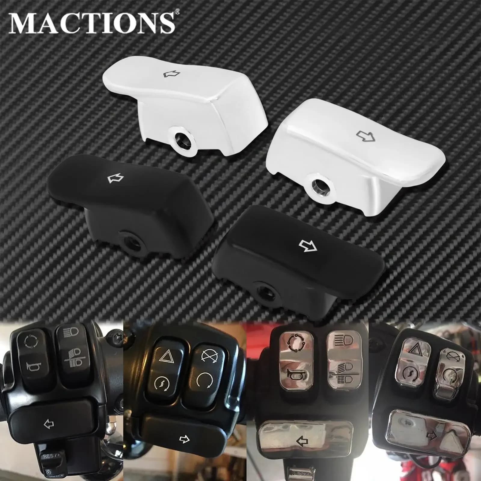 Capuchons d'extension de clignotants de moto, bouton de commutation, couvercle arc-en-ciel, noir chromé, Harley Sportster ocia Fat Bob FXDF Softail, 2 pièces