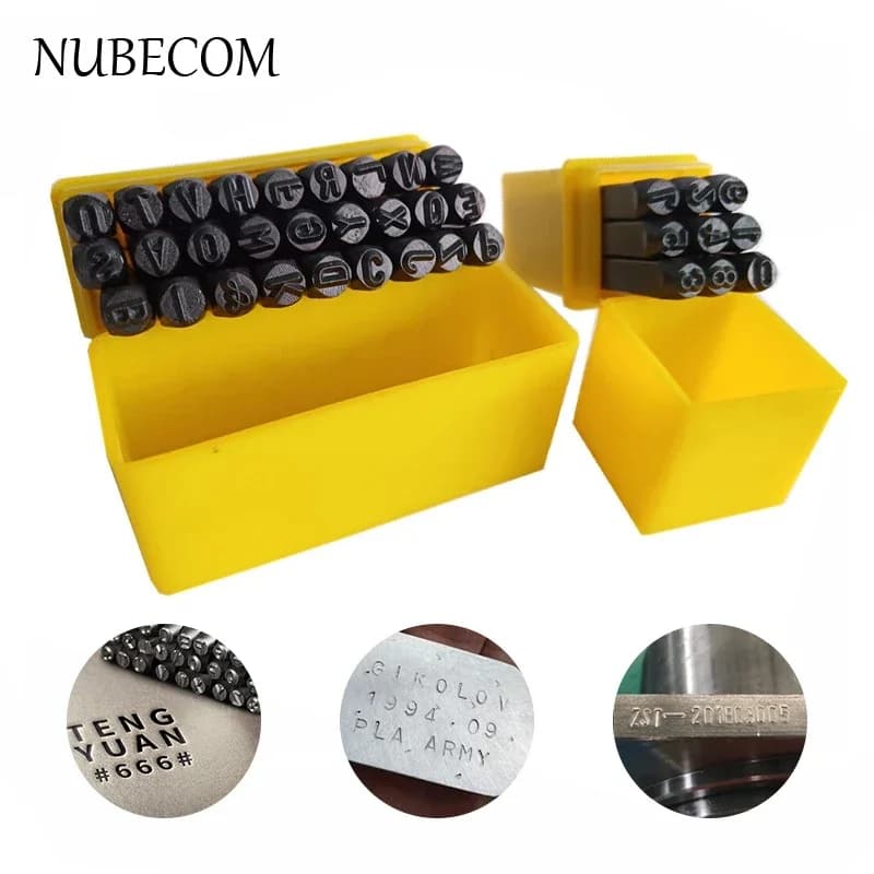 NUBECOM – outil d'impression de chiffres et d'alphabet, tampon de gaufrage artisanal pour le cuir, outil de sculpture créatif fait à la main, poinçon en acier