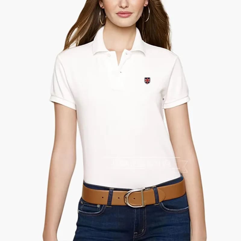 Polos à manches courtes pour femmes, t-shirts à revers décontractés pour femmes, logo brodé, mode mince, bonne qualité, été, nouveau style
