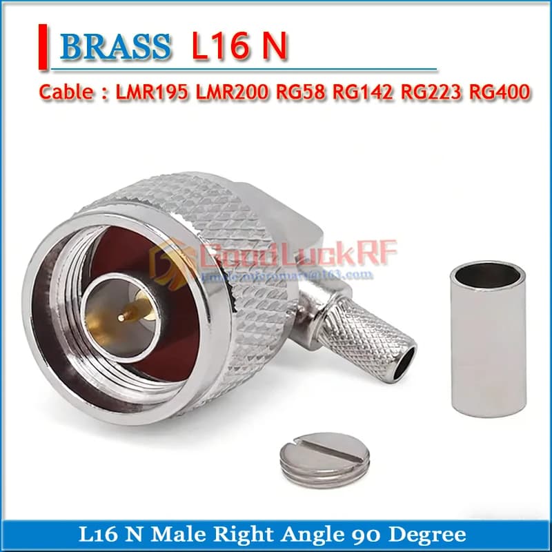 L16 N mâle 90 degrés prise à Angle droit sertissage pour LMR195 RG58 RG142 RG223 RG400 câble cuivre 50Ohm RF connecteur prise