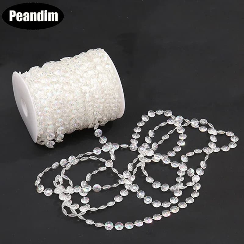 PEANDIM – rouleau de 30m de chaîne de perles acryliques, guirlande de perles de cristal pour fête de mariage et noël, décoration de diamant, rideau de maison