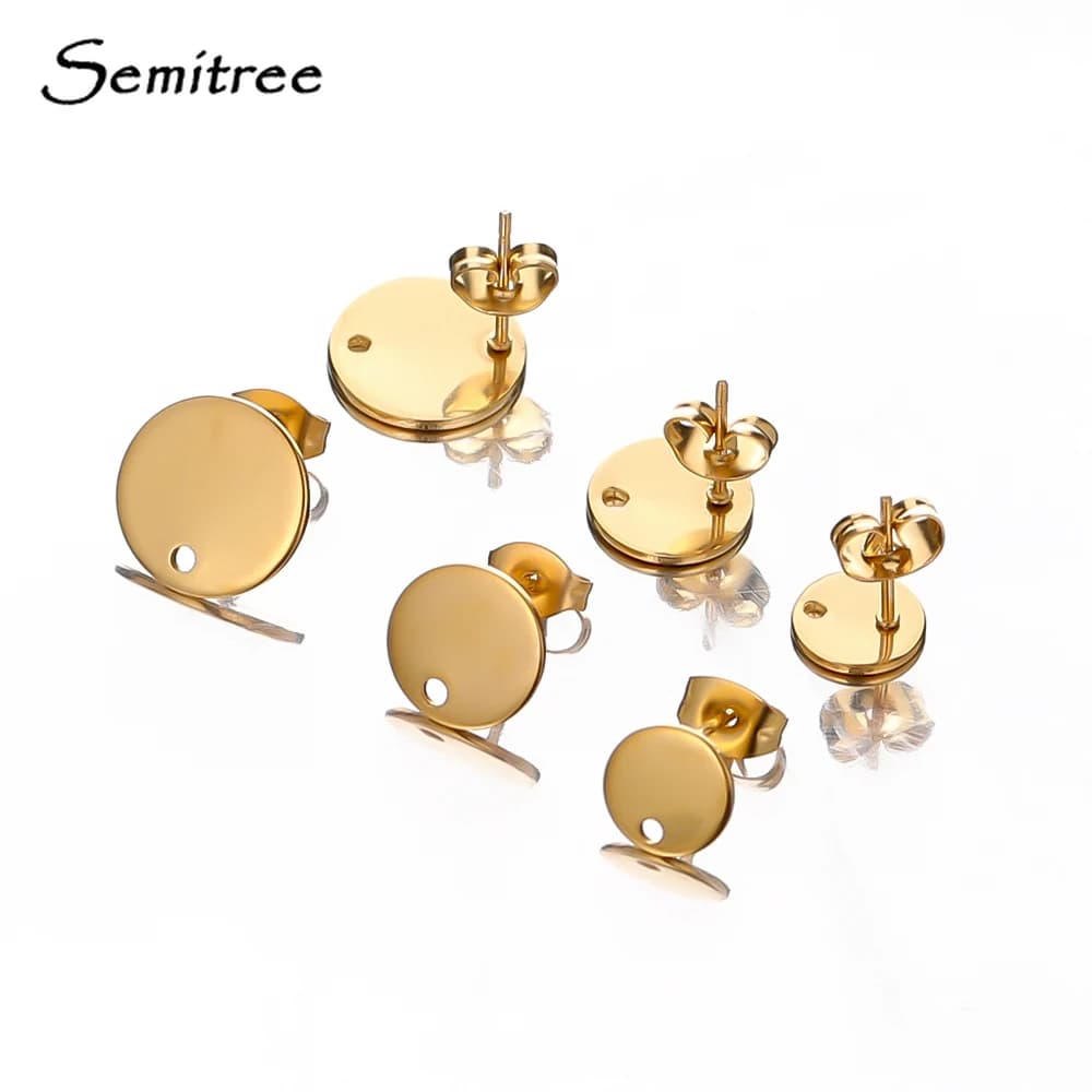 Boucles d'oreilles rondes et plates en acier inoxydable, couleur or, cercle, fabrication de bijoux, résultats de boucles d'oreilles, breloques pendantes, accessoires, 10 pièces