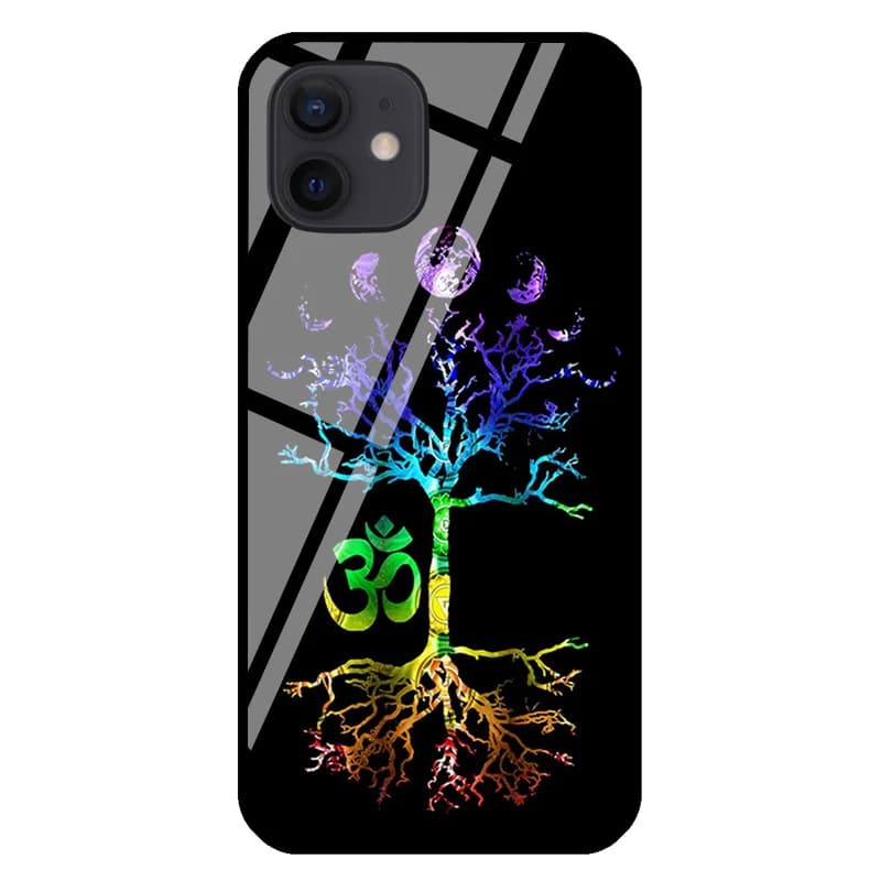 Coque en verre pour iPhone, Phases de la lune, Arbre de vie, Om Chakra, Guatemala, 14, 13, 12 mini, 11 Pro, Max, XS, X, Poly, 7, 8 Plus, SE, 2020