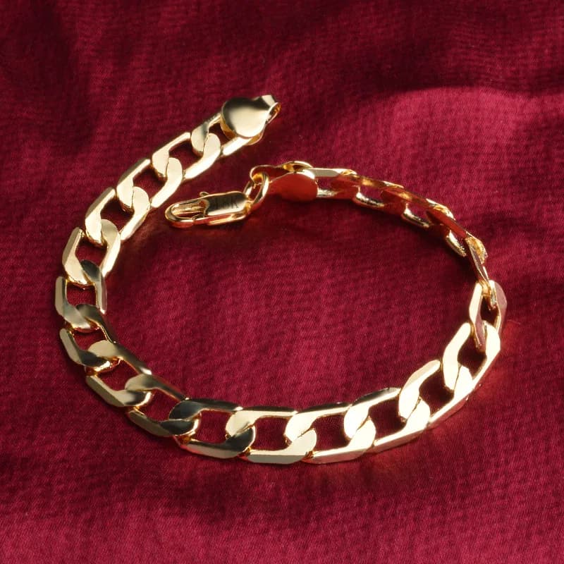 Joaillerie fine en or 18 carats pour homme et femme, bracelets à breloques, argent regardé 925, 8mm, géométrie, 20cm, mode, mariage, cadeaux de Noël