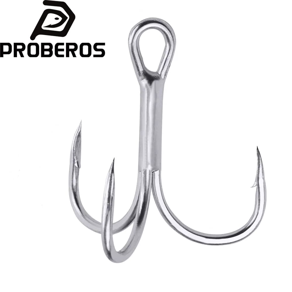 PROBEROS 20 pièces/lot hameçons de pêche en eau salée crochets triples 1 # -2 # -4 # -6 # -8 # -10 # -12 # -14 # Hameçons en acier à haute teneur en carbone
