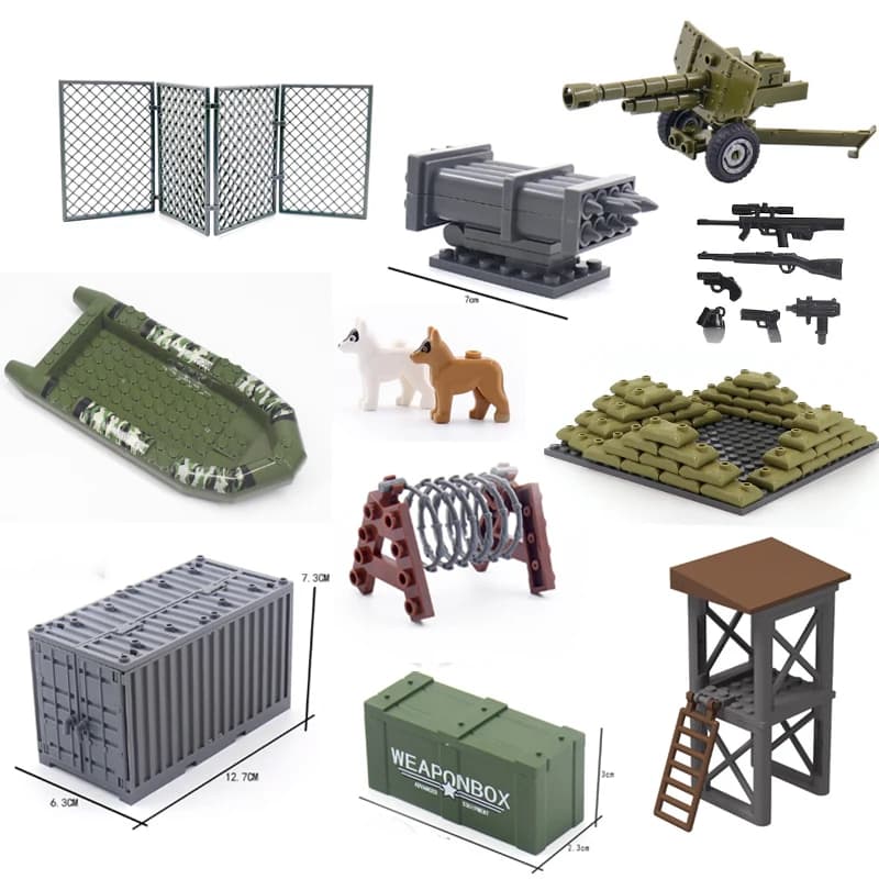 Modèle de blocs de construction à petites particules, jouet de guerre, modèle de support d'équipement, modèle de fusil à assembler, militaire, compatible avec les blocs de construction LEGO