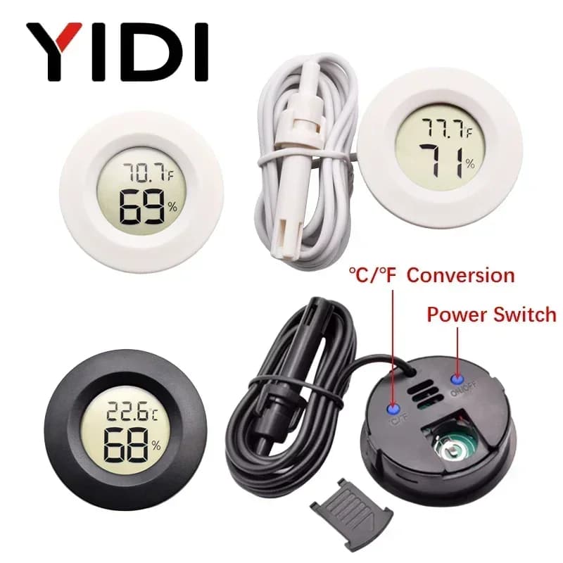 Therye.com hygromètre numérique LCD, incubateur de conversion, jauge de température et d'humidité d'aquarium, capteur de sonde de compteur, détecteur, nouveau