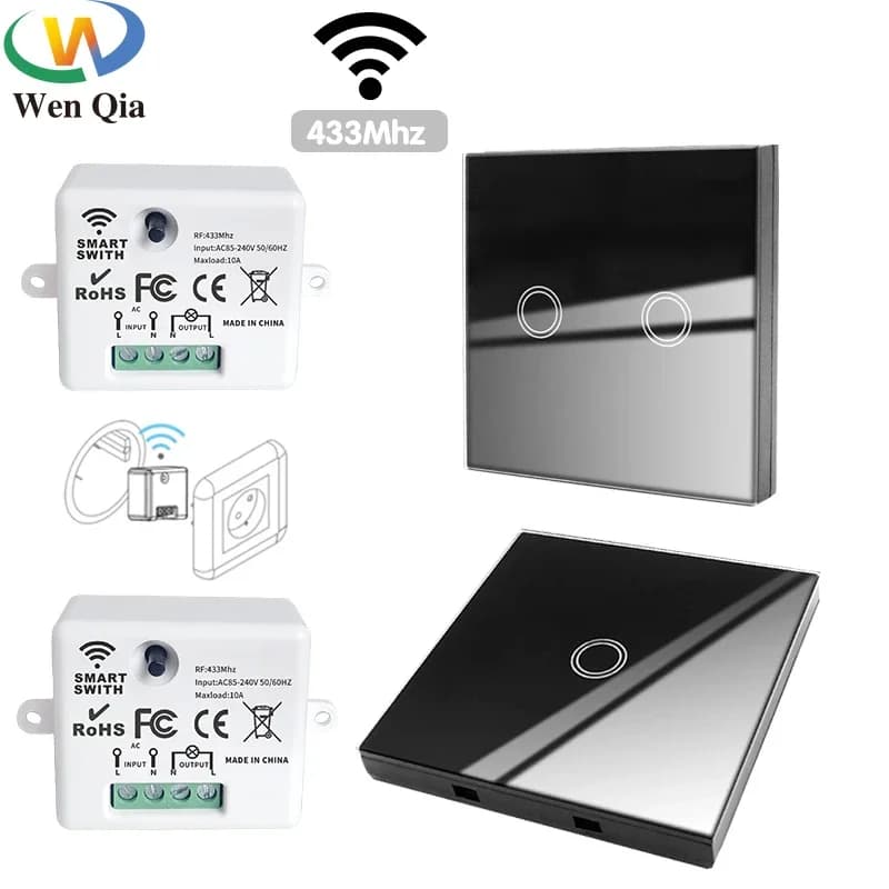 Interrupteur d'éclairage intelligent sans fil, avec télécommande, panneau mural 433Mhz, interrupteur tactile, Mini relais récepteur 220V, ventilateur de lampe pour la maison