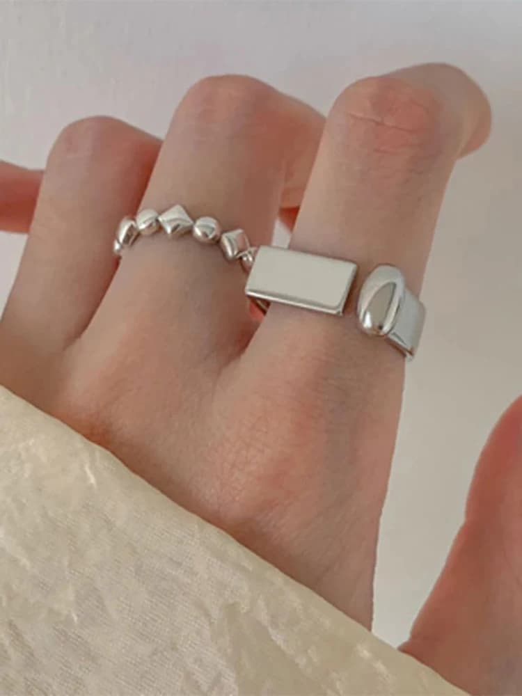 VENTFILLE – bague en argent Sterling 925 pour femmes et filles, cadeau rétro ouvert, tendance, Design Unique, géométrique asymétrique, bijoux, livraison directe